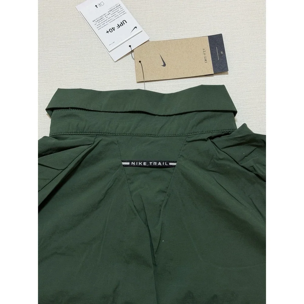 Nike Trail Men's Dri-FIT UV Vented Shirt Button Up Snap Green HV2164-323 Size S